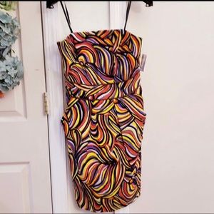 New $495 MILLY Multi abstract geometric strapless